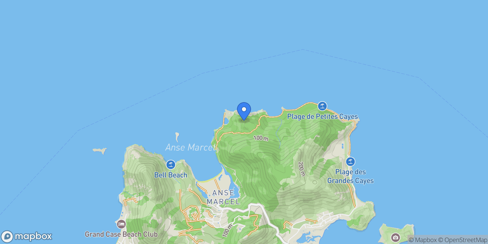 Map showing Anse Marcel, 97150, Anse Marcel, Collectivity of Saint Martin, Saint Martin.