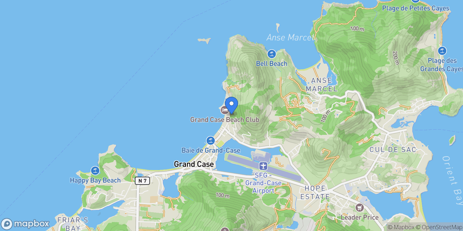 Map showing Petite Plage, Grand Case, Grand Case, Collectivity of Saint Martin, Saint Martin.