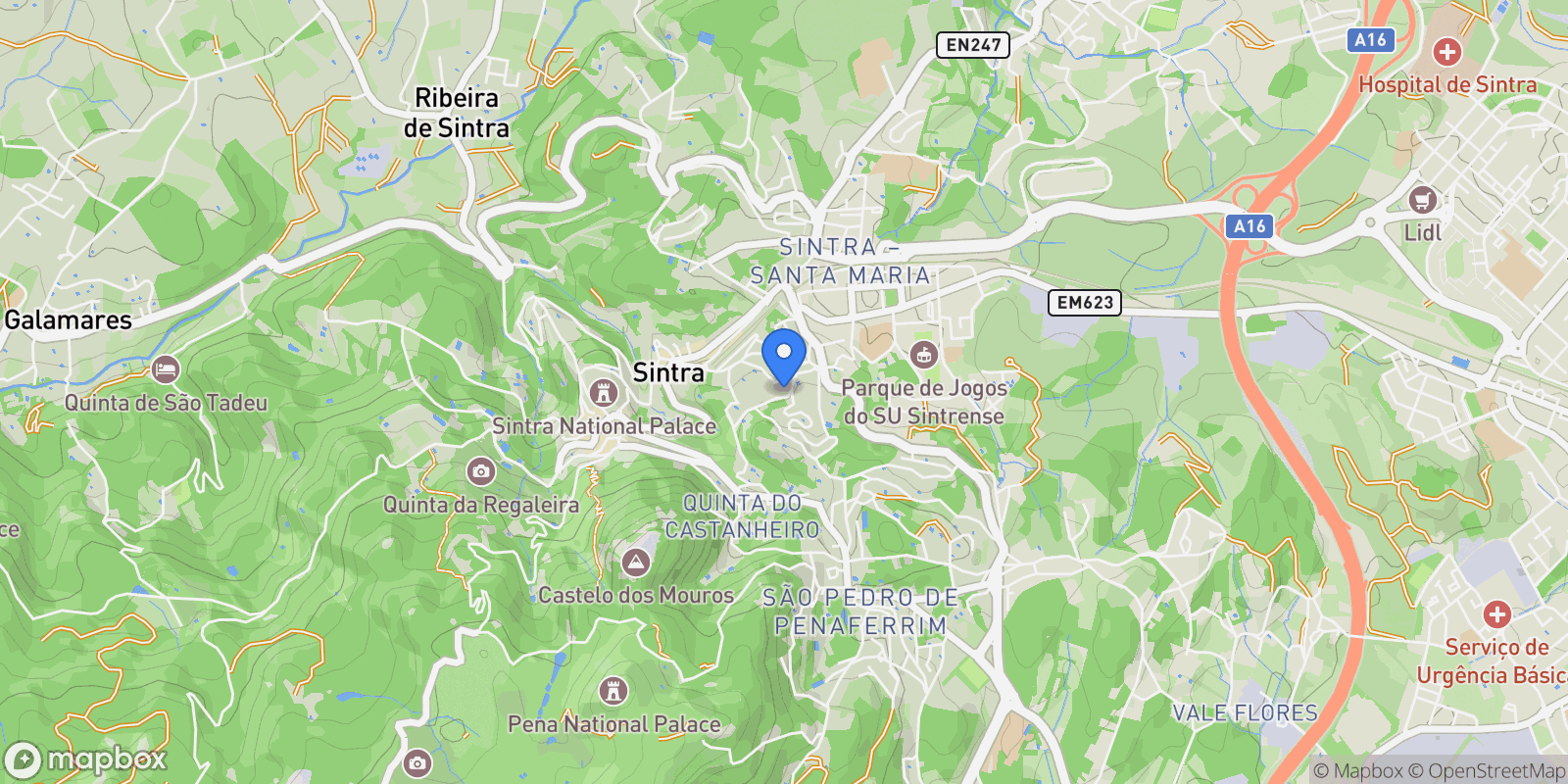 Map showing Sintra, Lisbon, Portugal.