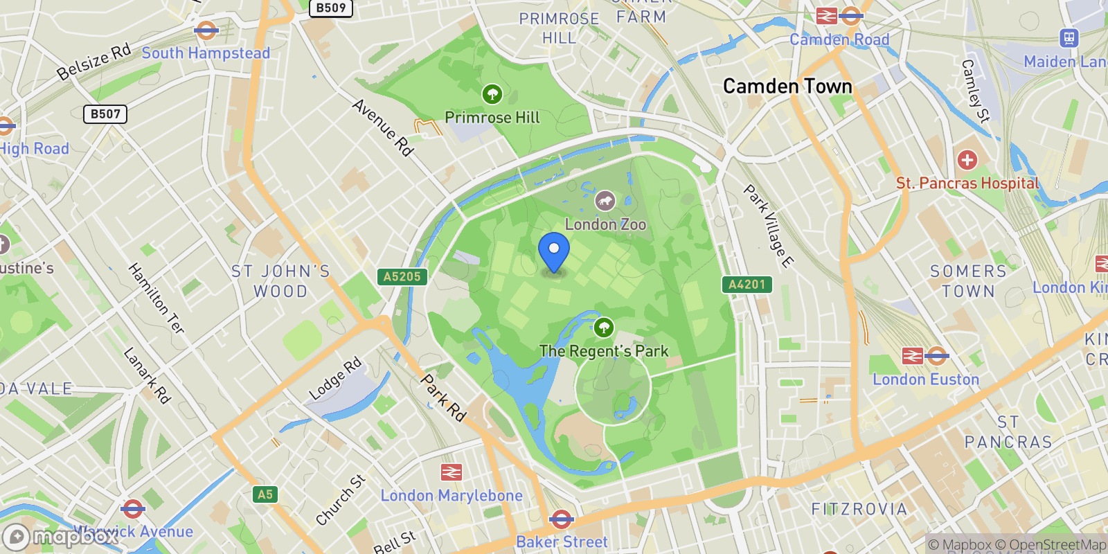 Map showing Regent's Park – NW1, London, United Kingdom.