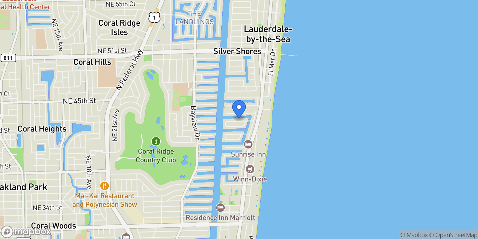 Map showing 11 S Castle Harbor Is , Fort Lauderdale, FL 33308, Fort Lauderdale, Florida, United States.