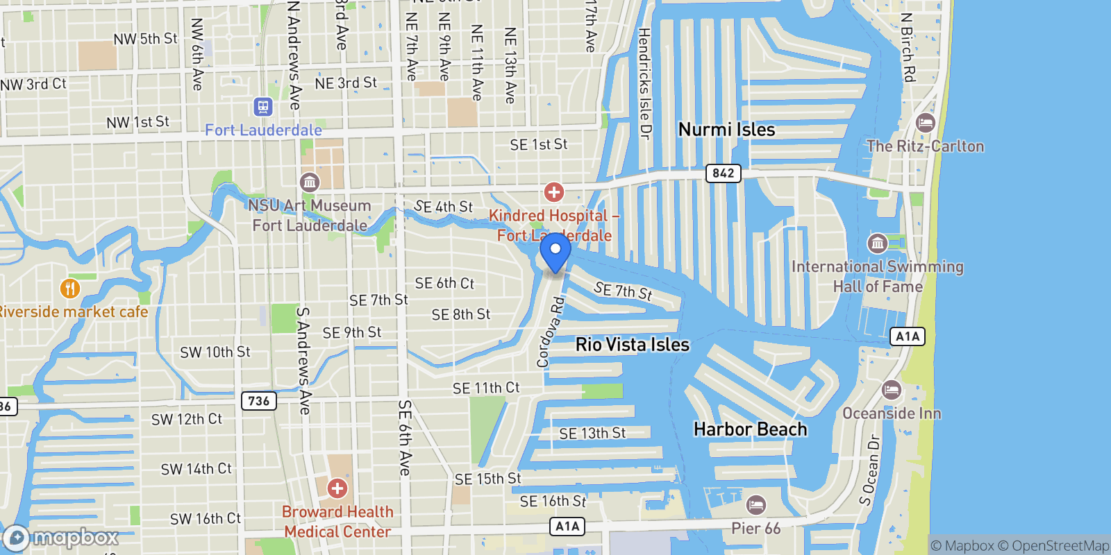 Map showing 1544 Ponce De Leon Dr , Fort Lauderdale, FL 33301, Fort Lauderdale, Florida, United States.