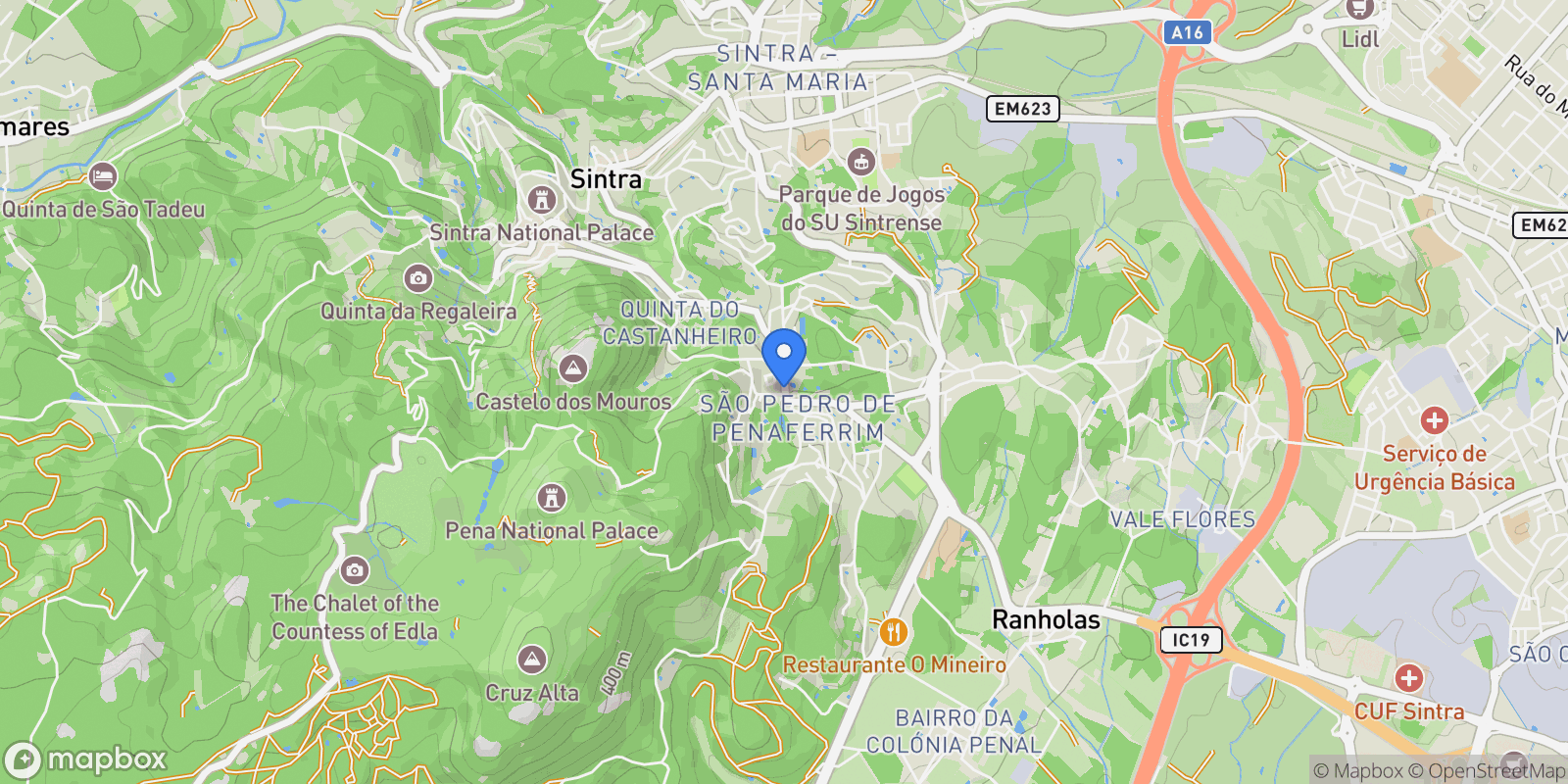 Map showing Sintra, Lisbon, Portugal.