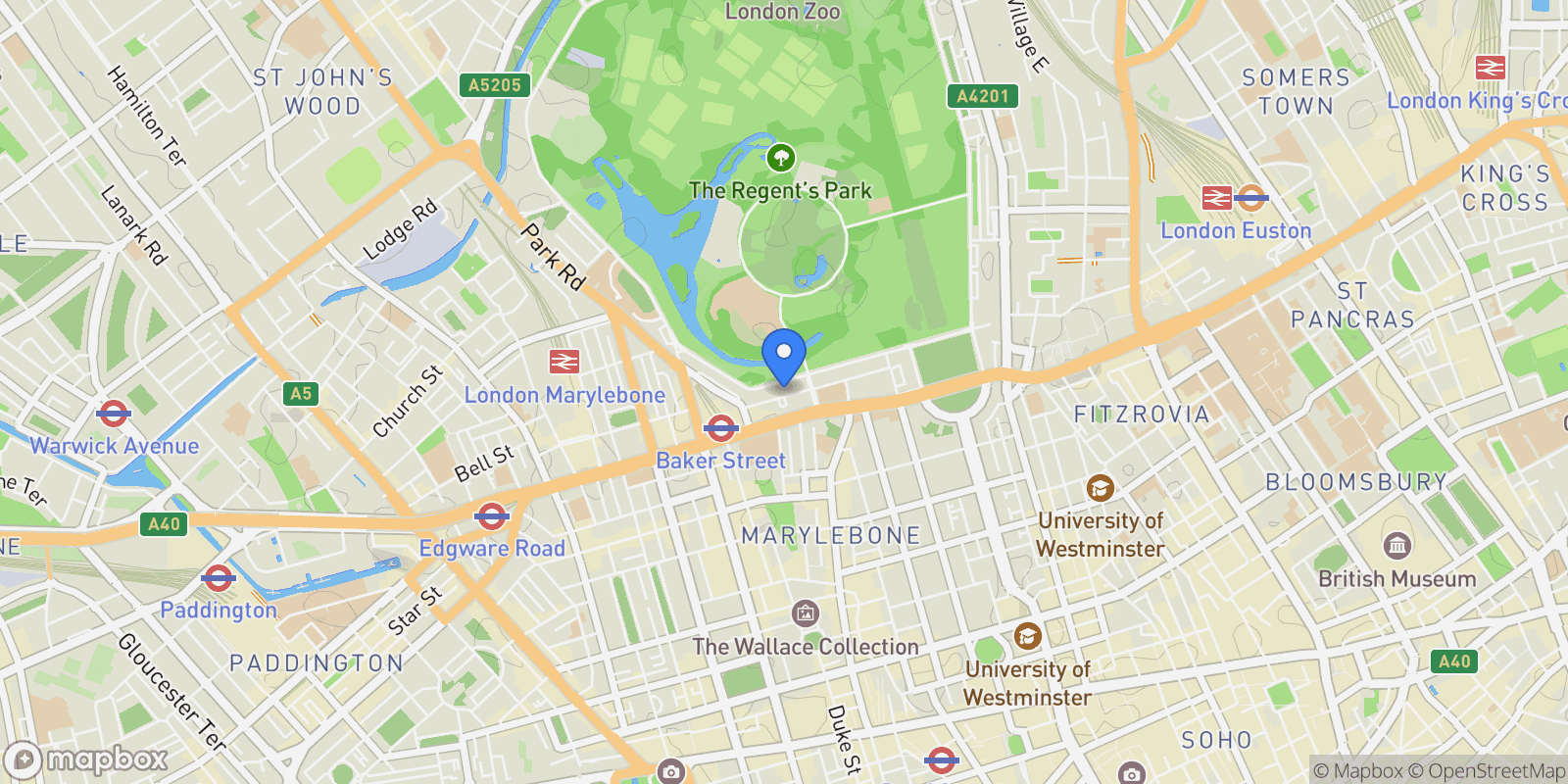 Map showing Regent's Park – NW1, London, England, United Kingdom.