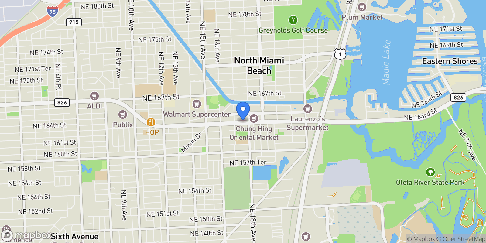 Map showing 1779 NE 168th , North Miami Beach, FL 33162, Miami, Florida, United States.