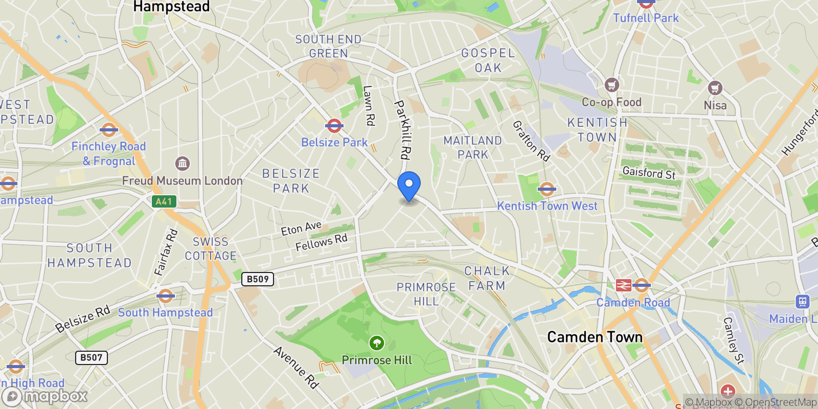 Map showing Belsize Park – NW3, London, England, United Kingdom.