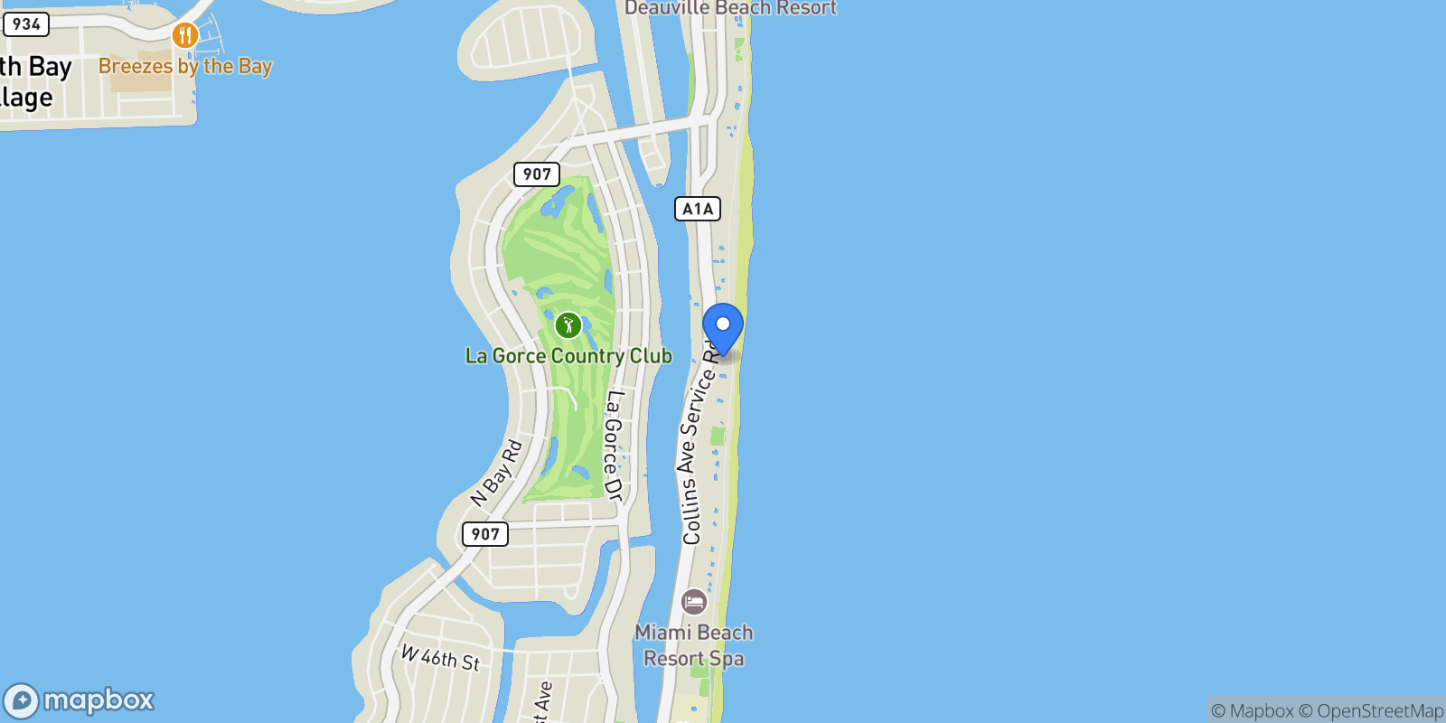 Map showing 5445 Collins Ave Unit M9 M10 M11 M12, Miami Beach, FL 33140, Miami Beach, Florida, United States.