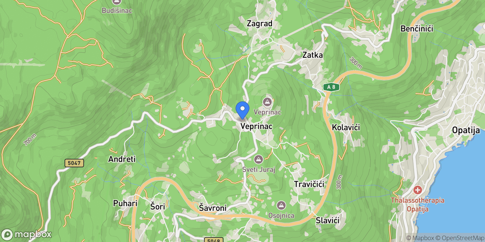 Map showing Grad Opatija, Primorje-Gorski Kotar County, Croatia.