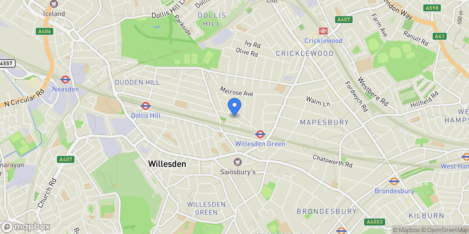 Map showing Peter Avenue, London, NW10, London, England, United Kingdom.