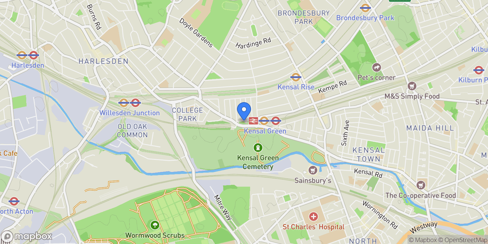 Map showing Dobree Avenue, London, NW10, London, England, United Kingdom.