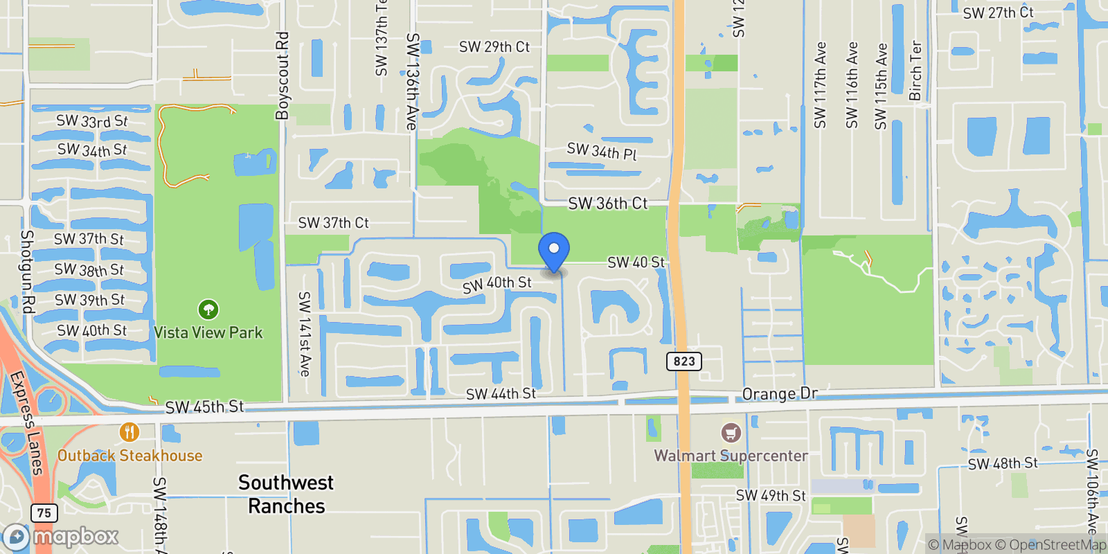 Map showing 12995 SW 40th St , Davie, FL 33330, Davie, Florida, United States.