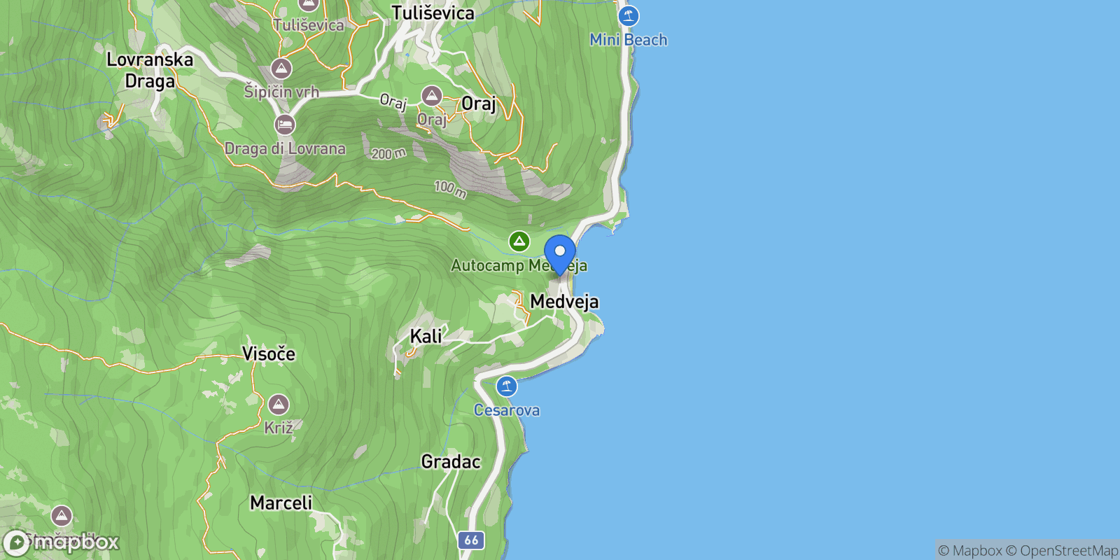 Map showing Opcina Lovran, Primorje-Gorski Kotar County, Croatia.