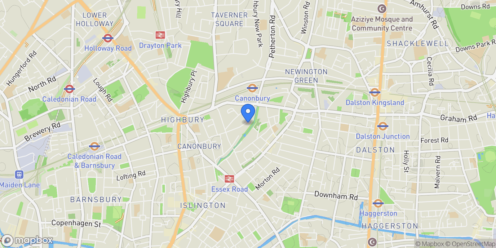 Map showing Canonbury Park South, Islington, London, London, England, United Kingdom.