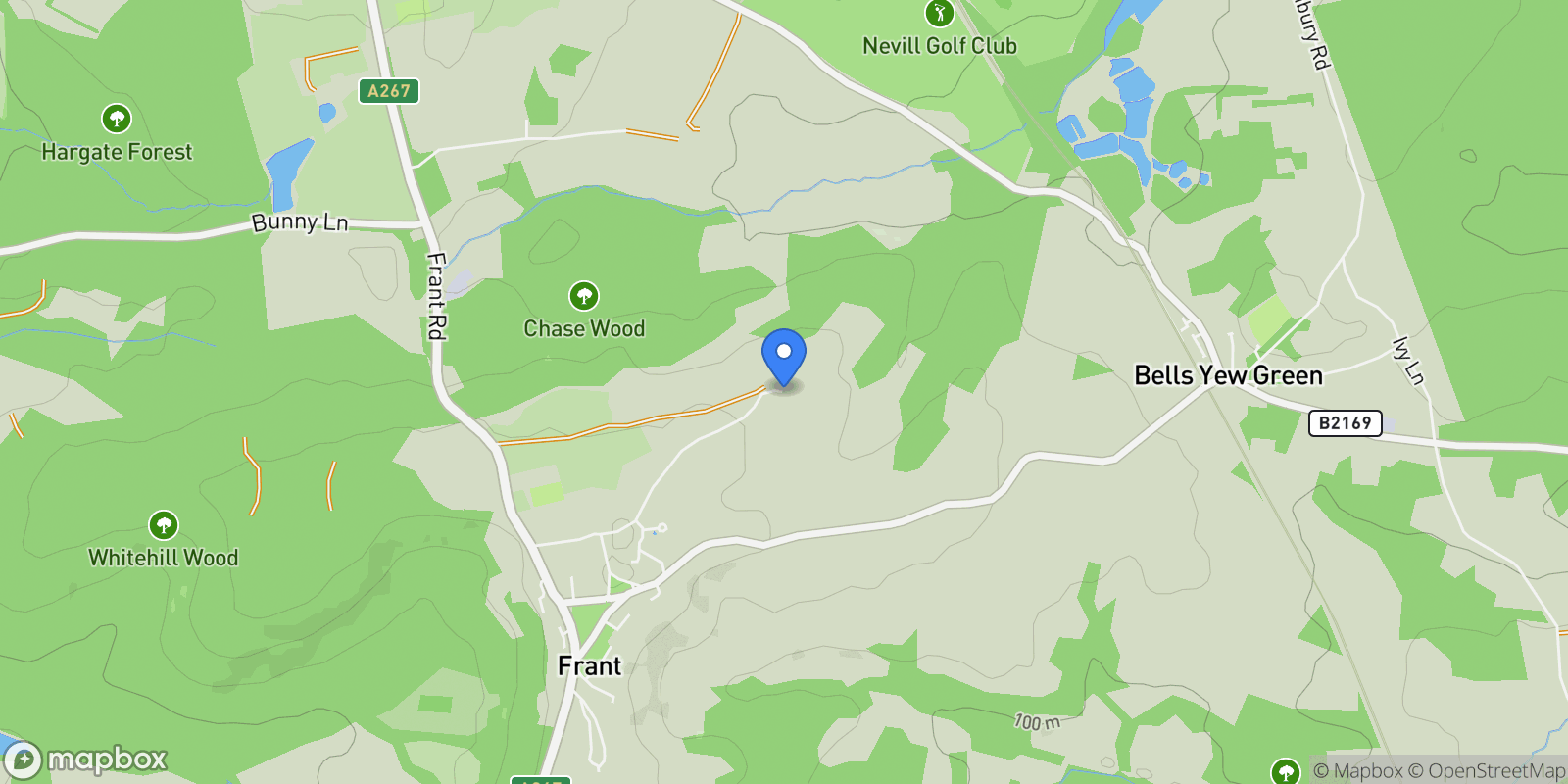 Map showing Ely Grange Estate, Frant, Tunbridge Wells, Kent, Frant, England, United Kingdom.