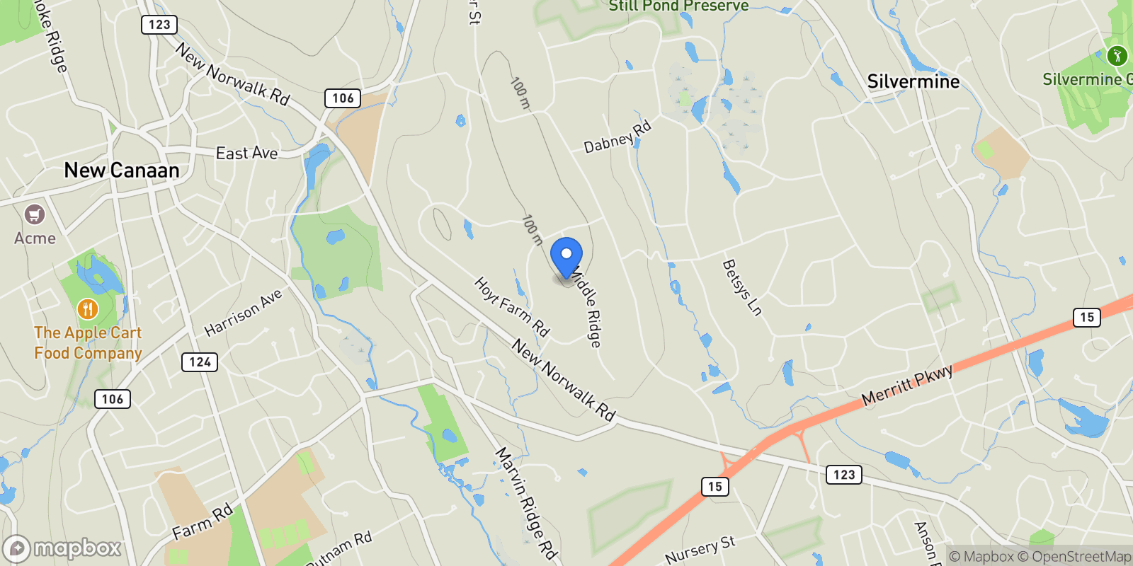 Map showing 63 Middle Ridge Road, New Canaan, CT 06840, New Canaan, Connecticut, United States.