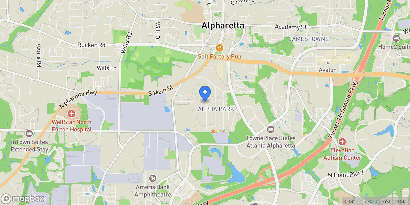Map showing 393 Karen Drive, Alpharetta, GA 30009, Alpharetta, Georgia, United States.