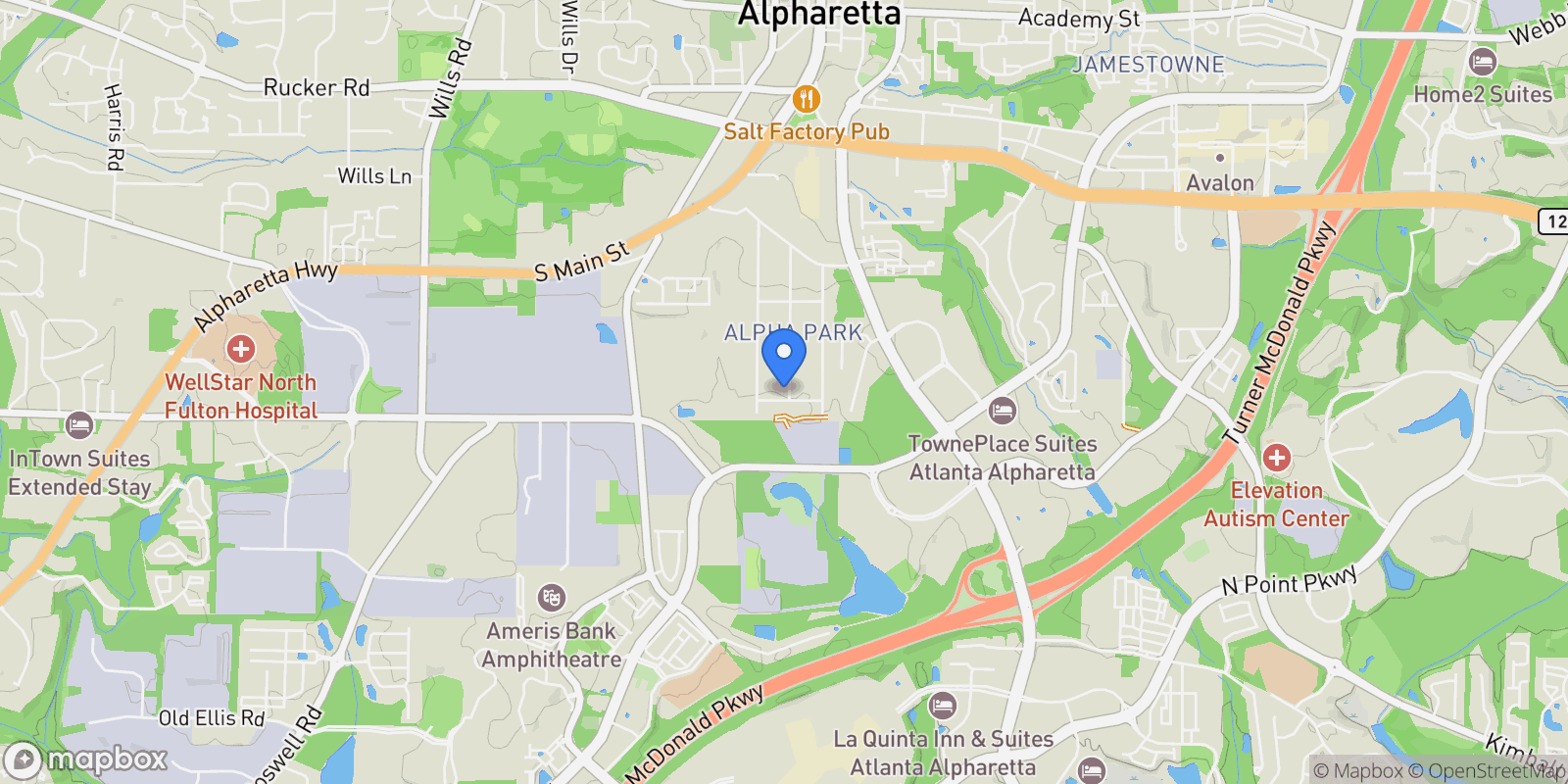 Map showing 440 Allyson Circle, Alpharetta, GA 30009, Alpharetta, Georgia, United States.
