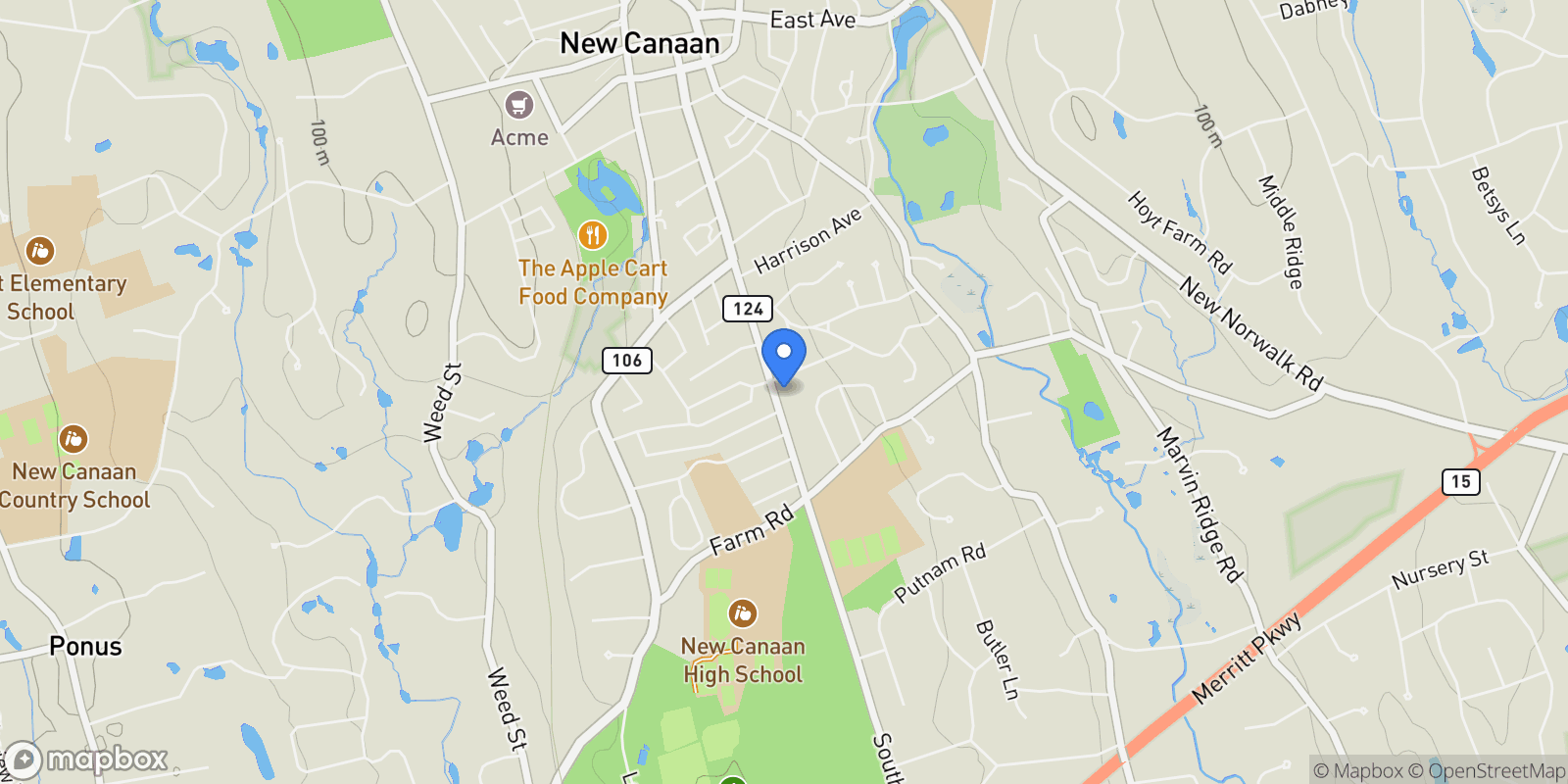 Map showing 354 South Avenue, New Canaan, CT 06840, New Canaan, Connecticut, United States.