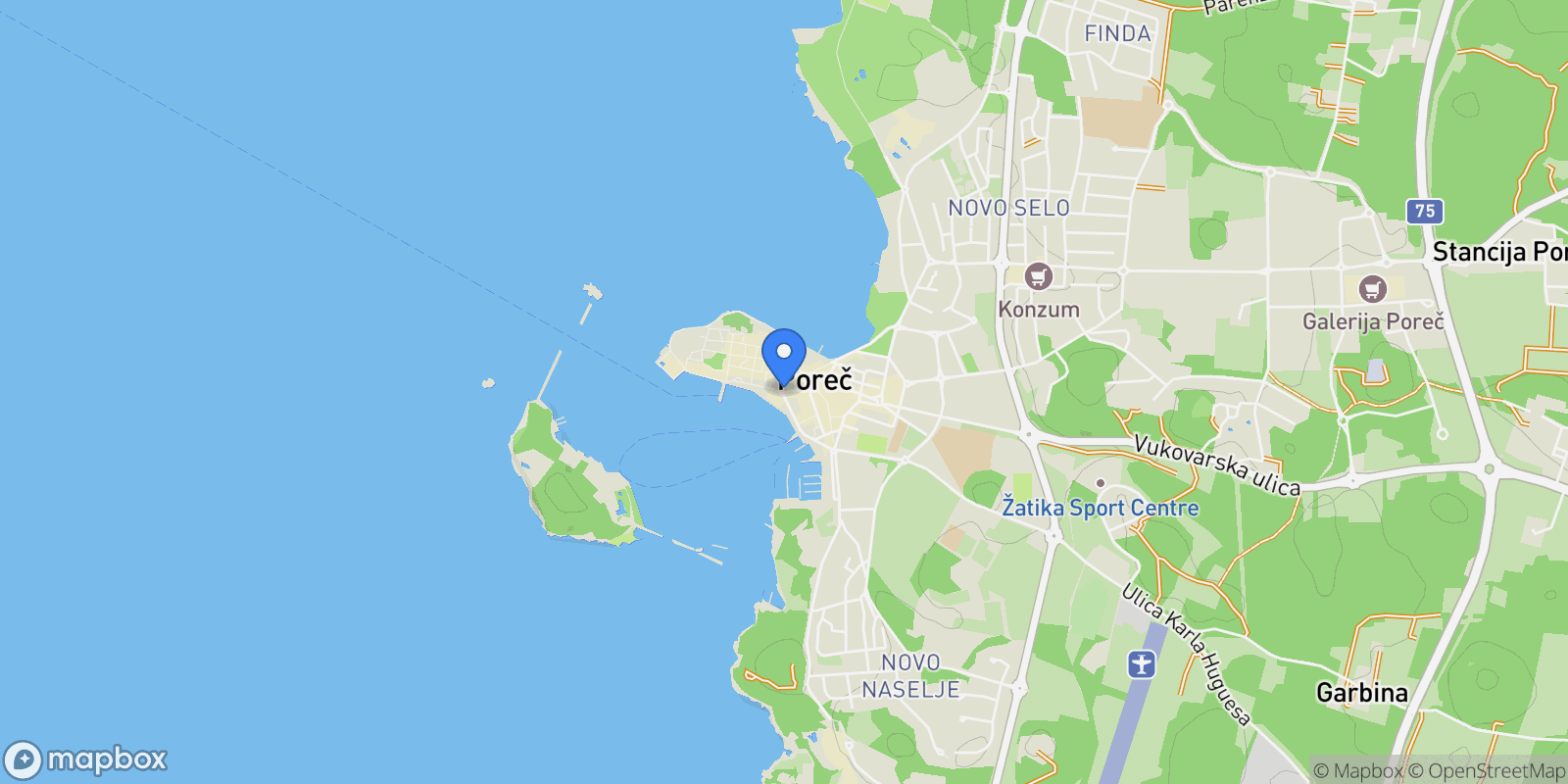Map showing Poreč, Croatia, Porec, Istria County, Croatia.