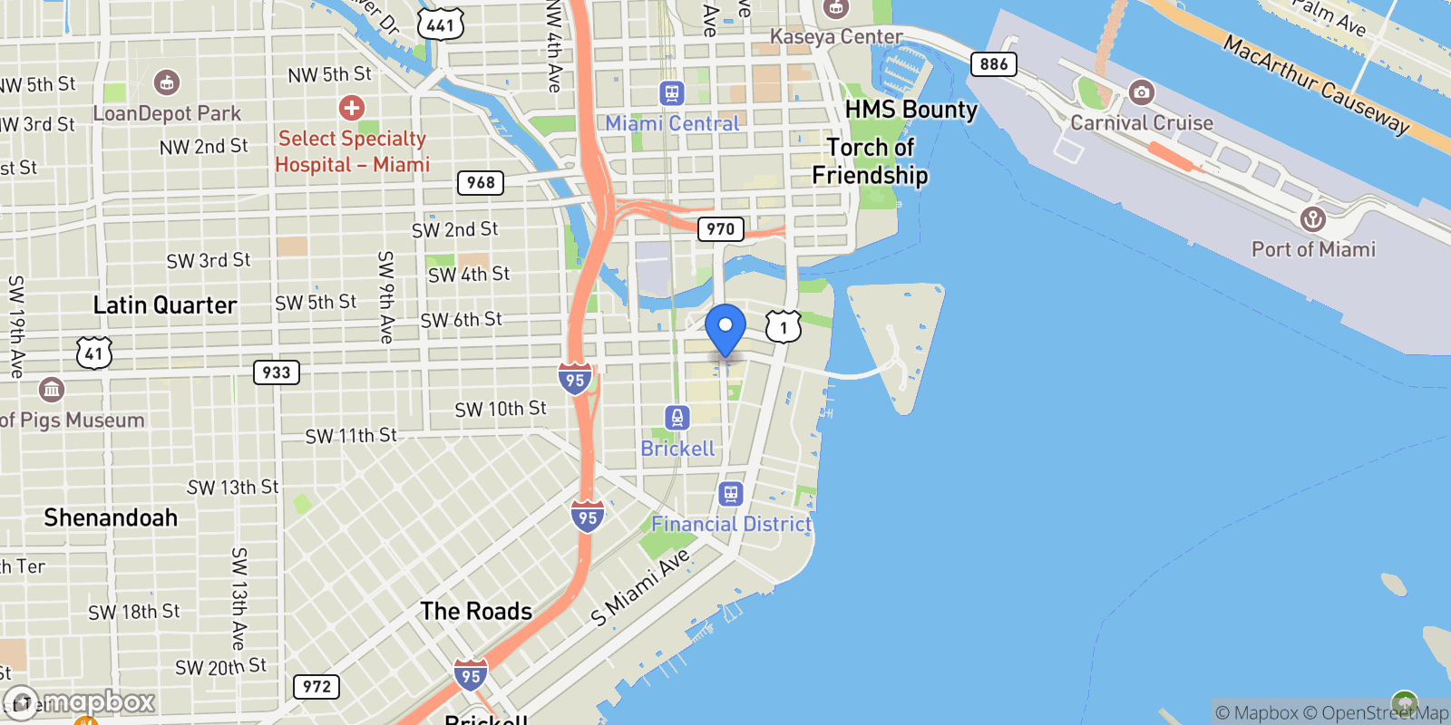Map showing 801 S Miami Ave #1201, Miami, FL 33130, Miami, Florida, United States.