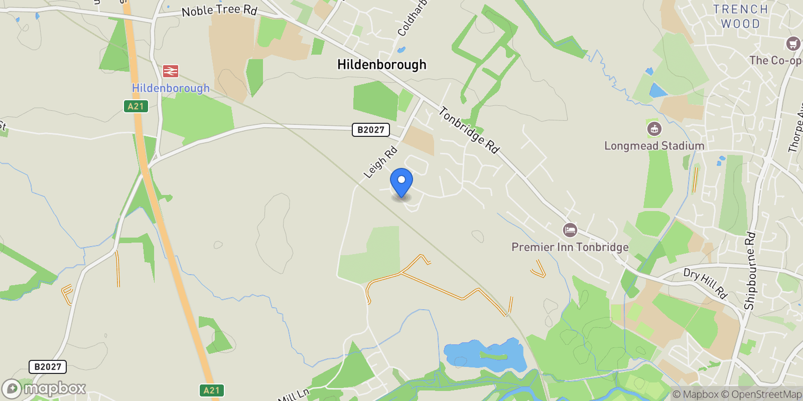 Map showing Greenview Crescent, Hildenborough, England, United Kingdom.