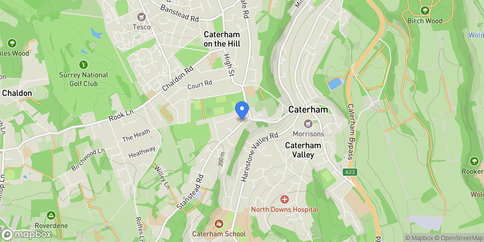 Map showing Caterham Court, Caterham, England, United Kingdom.