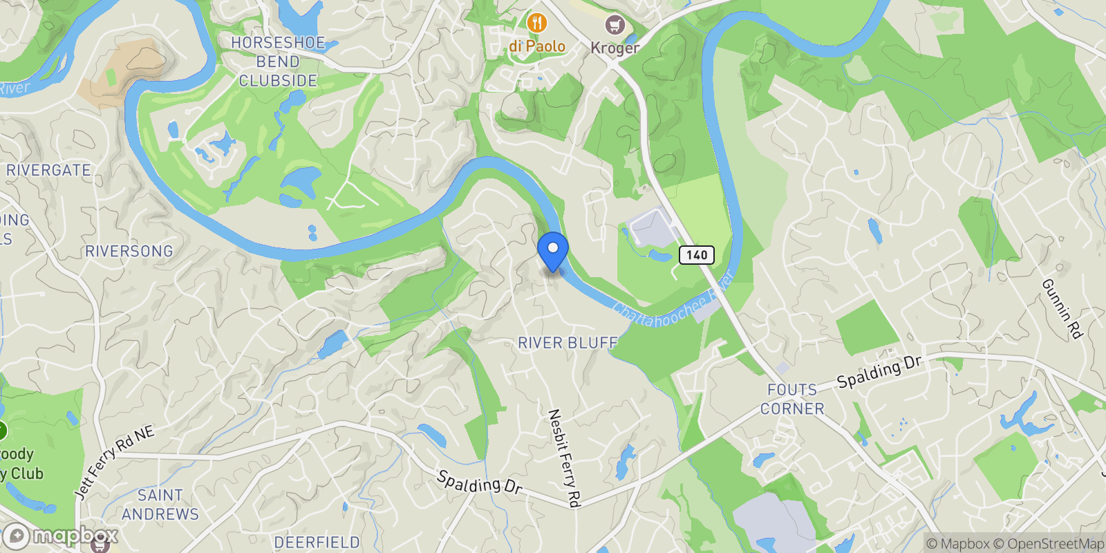 Map showing 7315 Chattahoochee Bluff Drive, Atlanta, GA 30350, Atlanta, Georgia, United States.