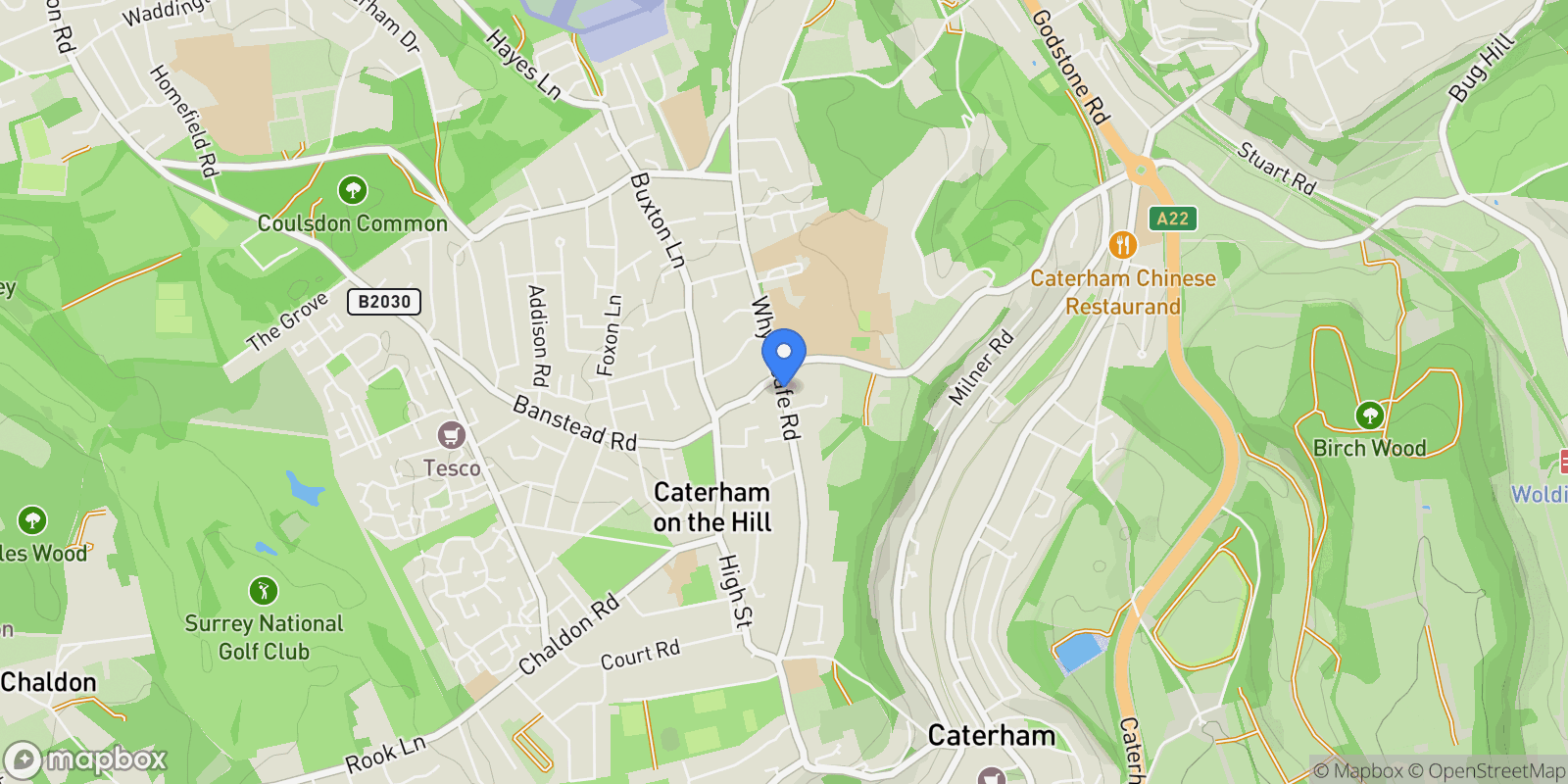 Map showing Whyteleafe Road, Caterham, England, United Kingdom.