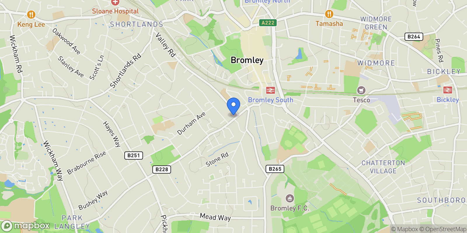 Map showing 40 Westmoreland Road, Bromley, England, United Kingdom.