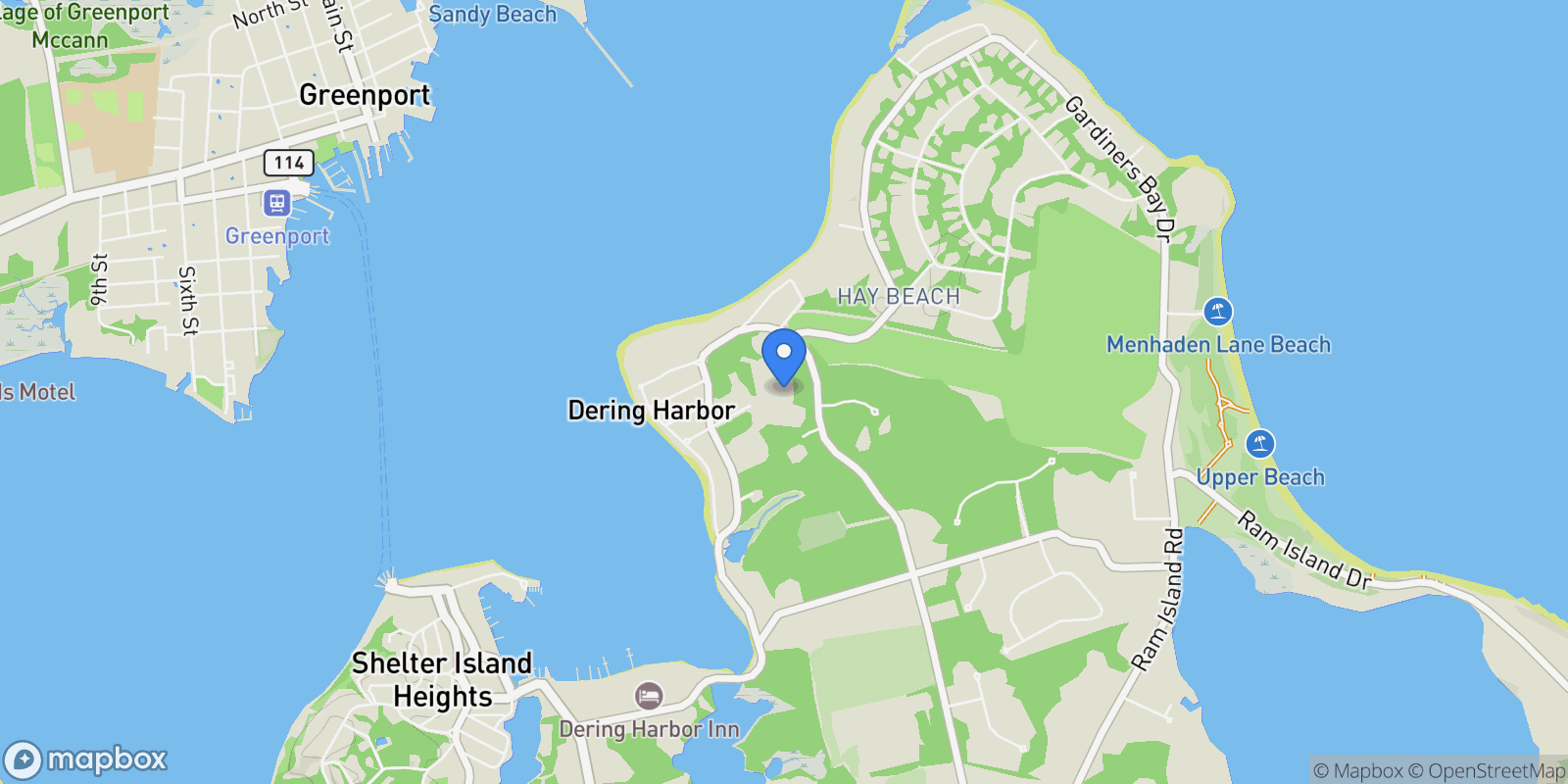 Map showing 31 Manhanset Road, Dering Harbor, NY 11964, Shelter Island Heights, New York, United States.