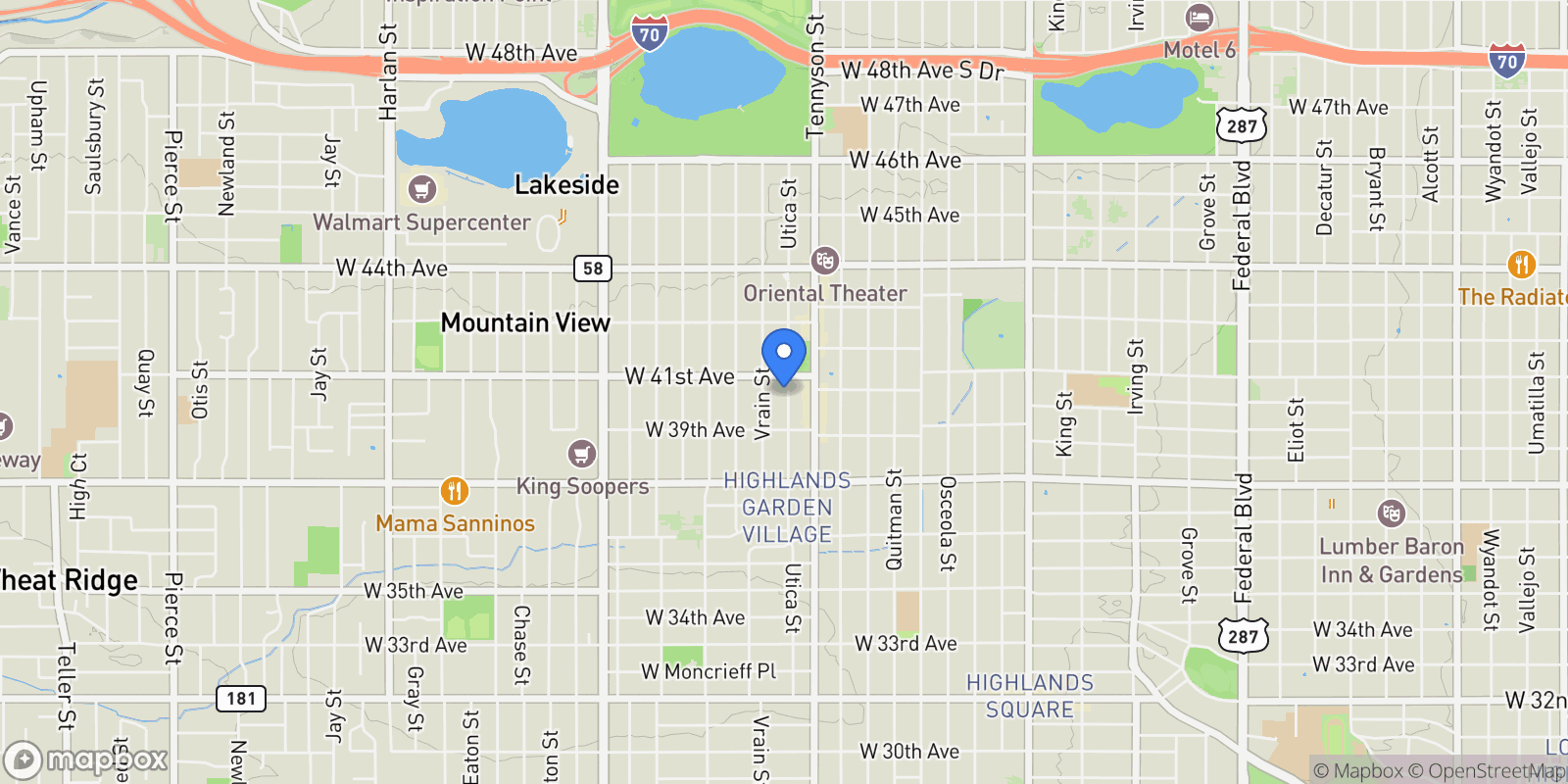 Map showing 3963 N Utica St, Denver, Colorado, United States.