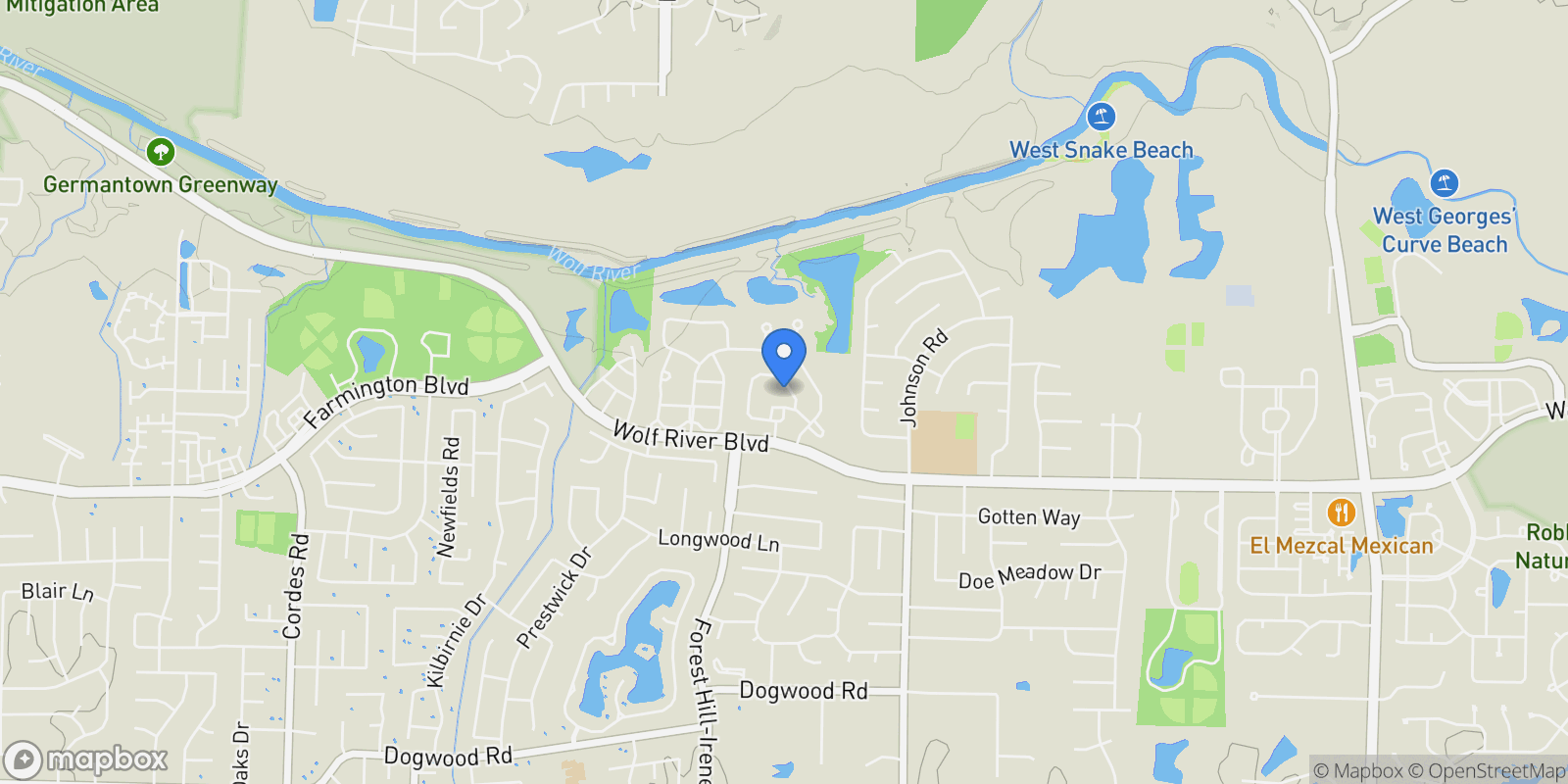 Map showing 9221 LIGGON GREEN LN, Germantown, TN 38139, Germantown, Tennessee, United States.