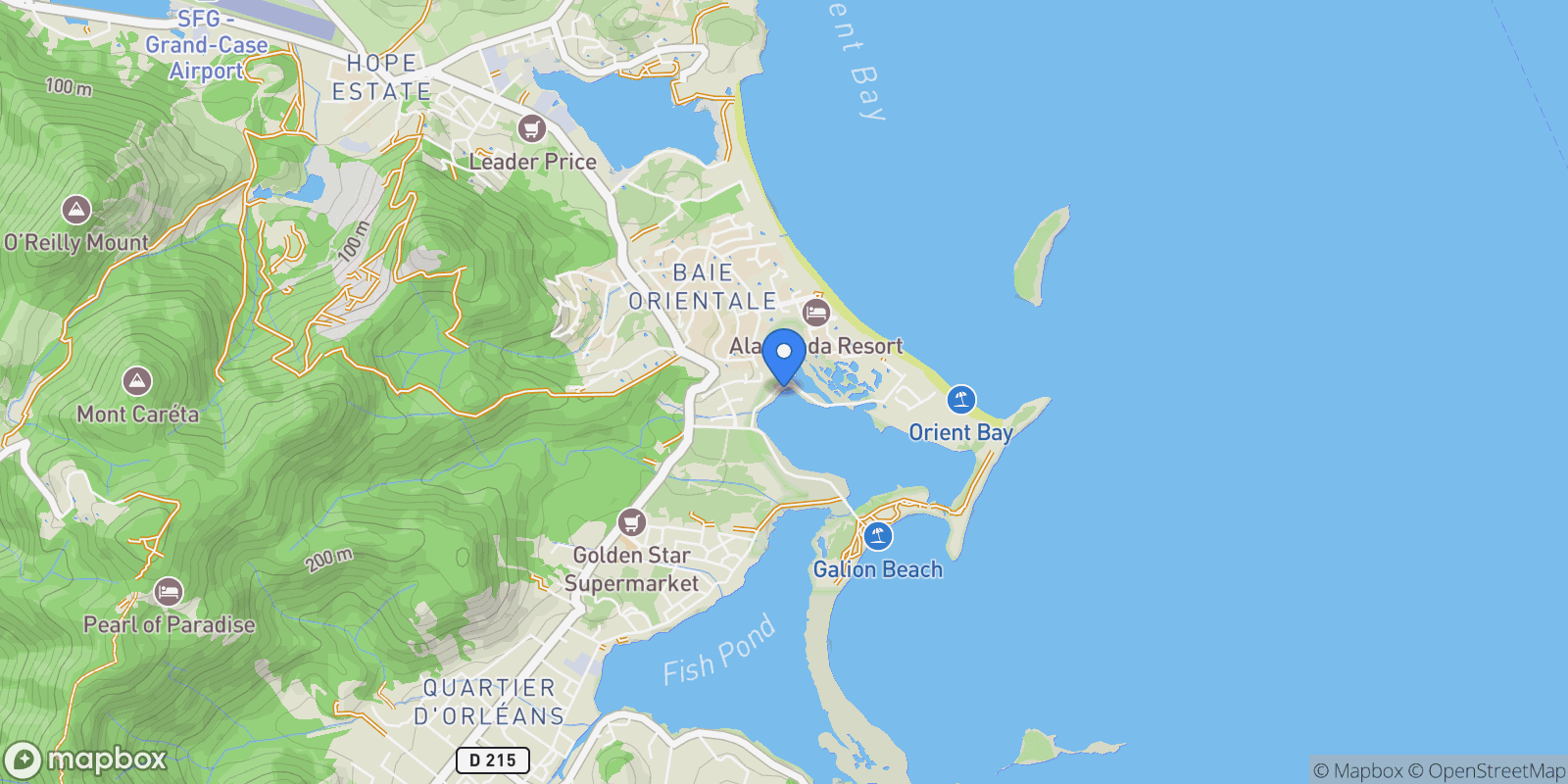 Map showing Quarter of Orleans, Collectivity of Saint Martin, Saint Martin.