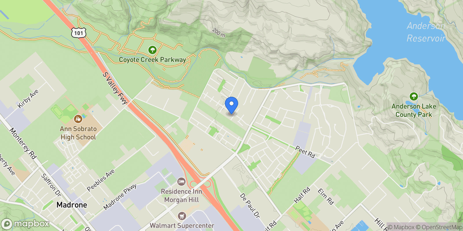 Map showing 1473 Painted Feather Drive, Morgan Hill, CA 95037, Morgan Hill, California, United States.