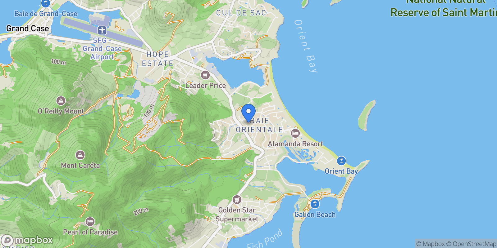 Map showing Orient Bay, Saint Martin.
