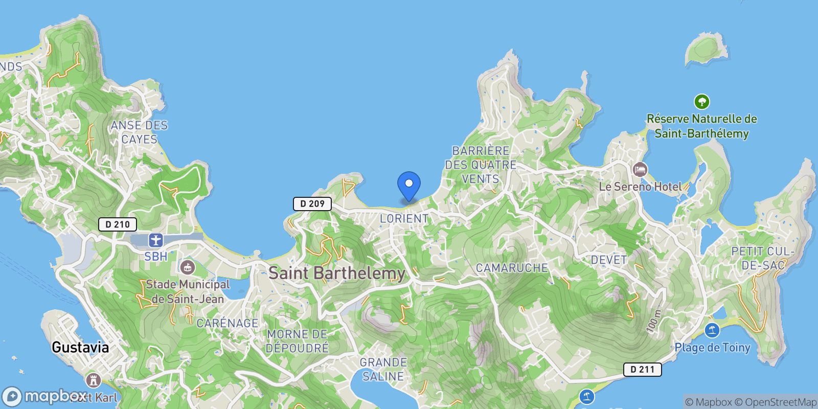 Map showing Lorient, Saint Barthélemy.