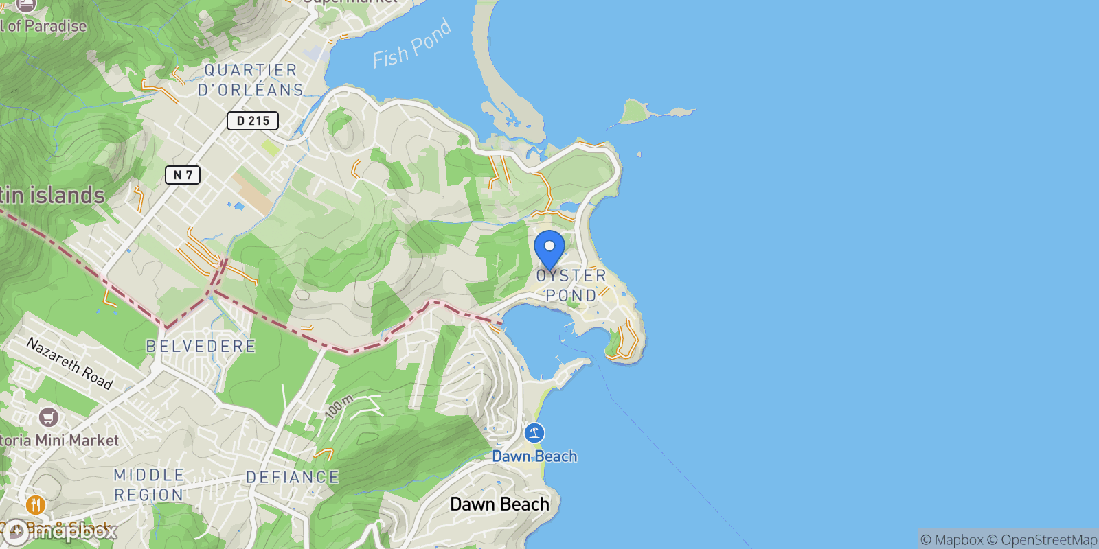 Map showing Quarter of Orleans, Collectivity of Saint Martin, Saint Martin.
