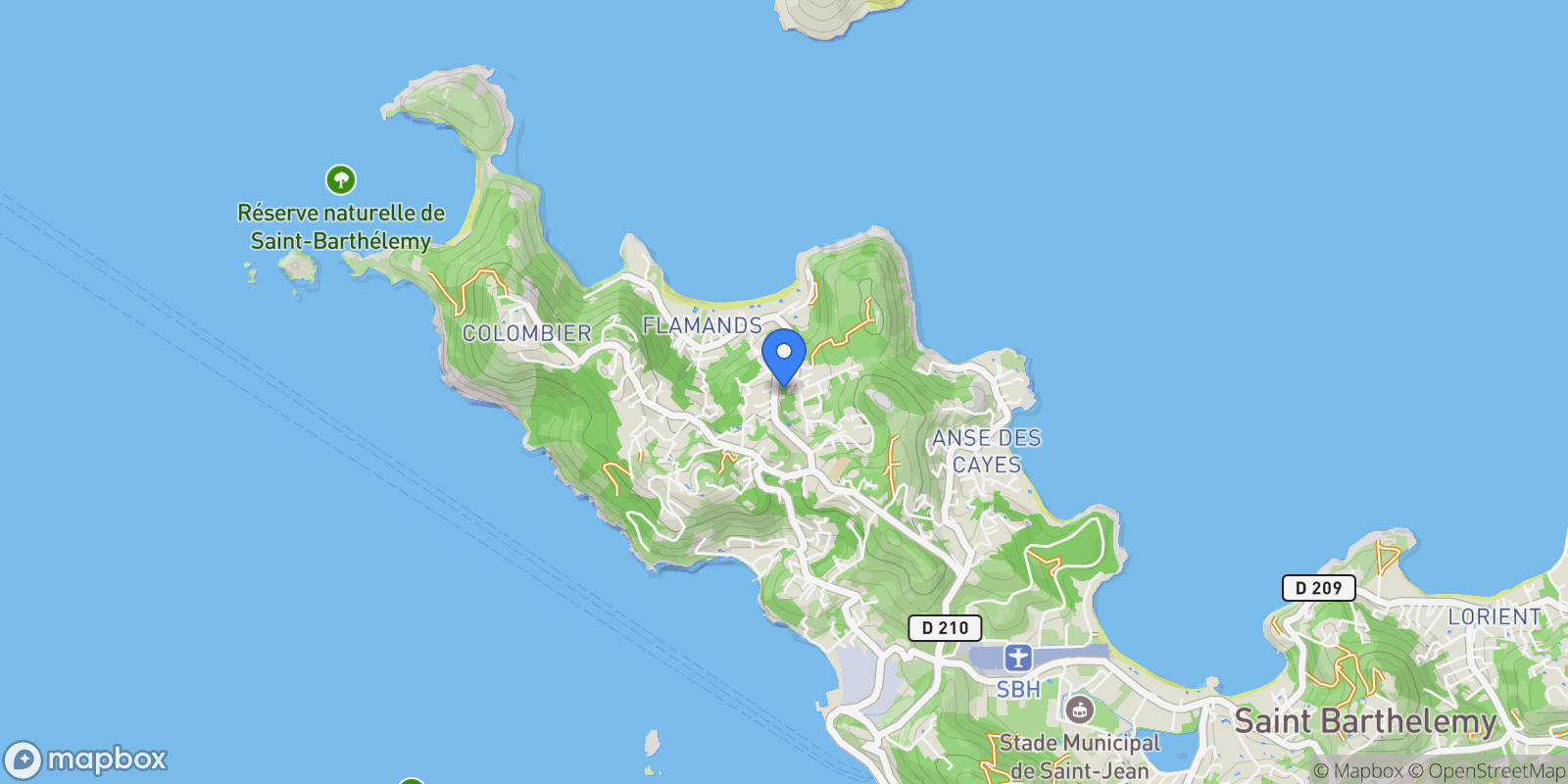 Map showing Merlette, Saint Barthélemy.