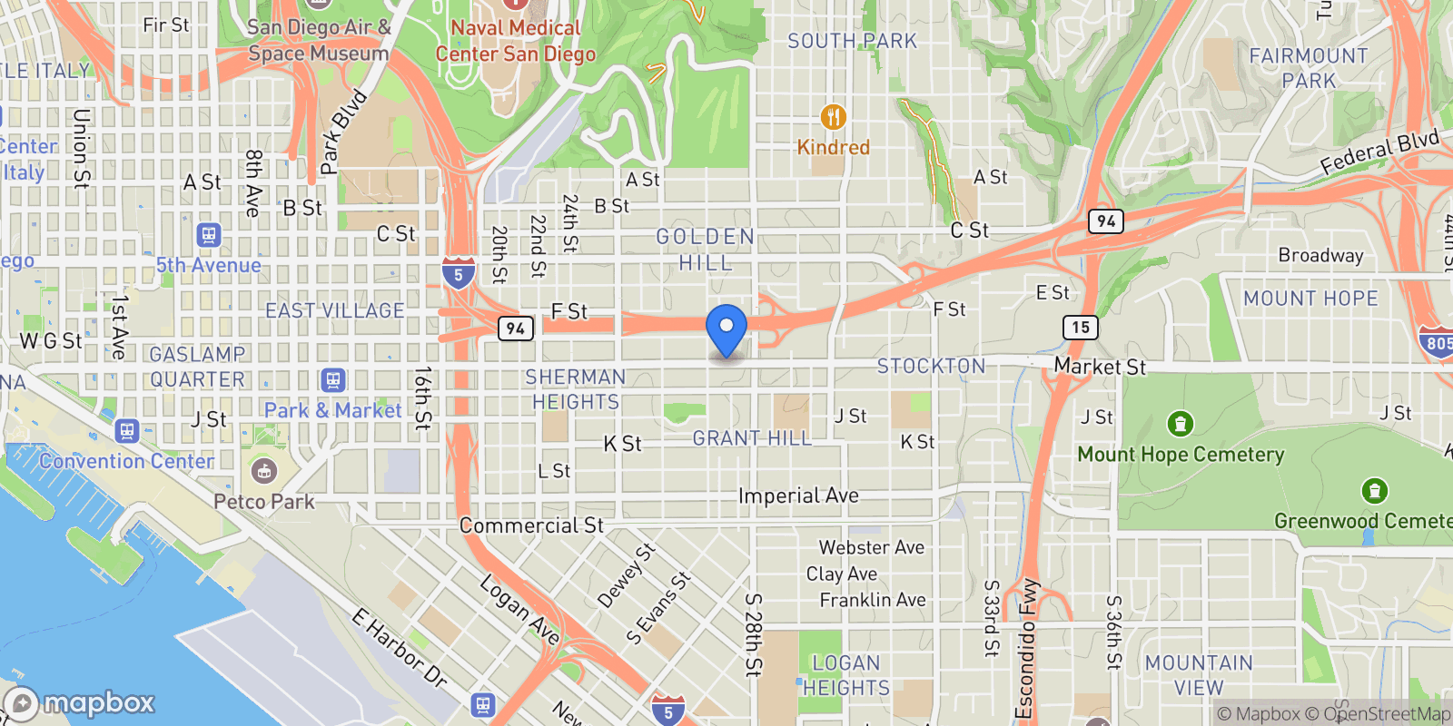 Map showing 2746 Market, San Diego, CA 92102, San Diego, California, United States.