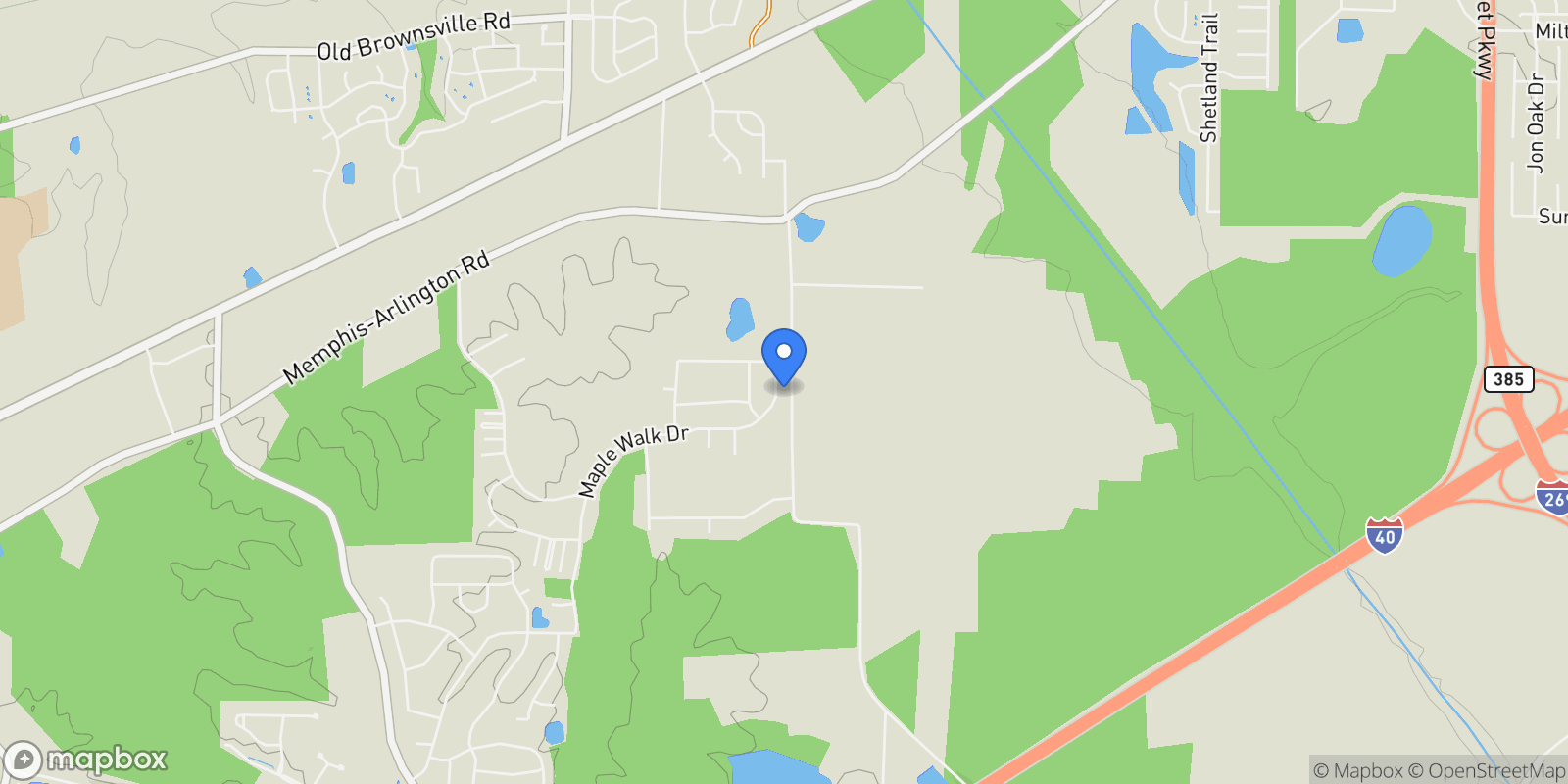 Map showing 4916 MAPLE WALK DR, Lakeland, TN 38002, Arlington, Tennessee, United States.