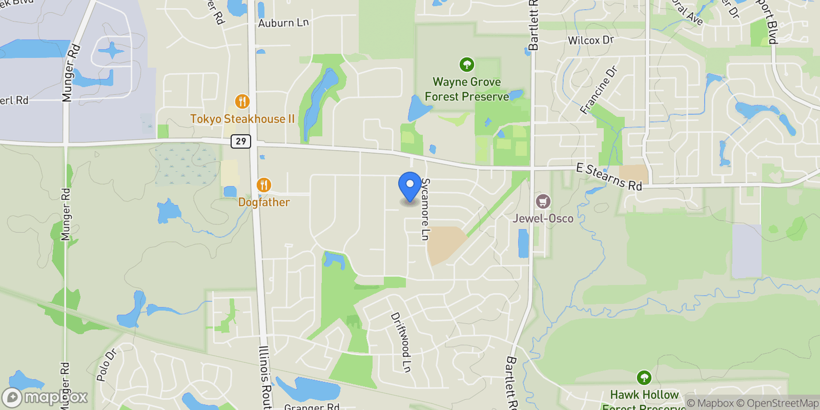 Map showing 701 W Stearns Road, Bartlett, IL 60103, Bartlett, Illinois, United States.
