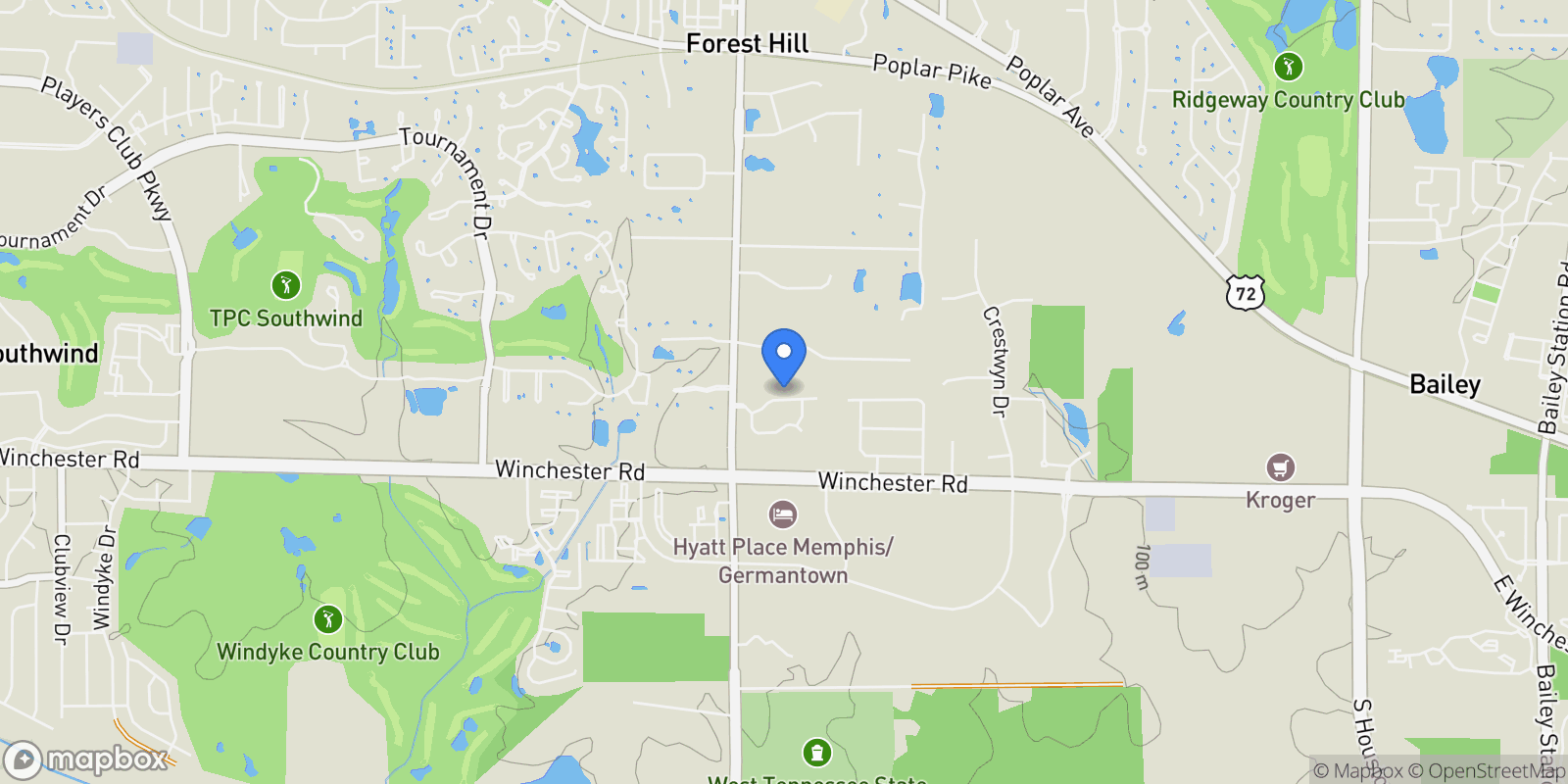 Map showing 9140 CHEATHAM LN, Germantown, TN 38138, Germantown, Tennessee, United States.