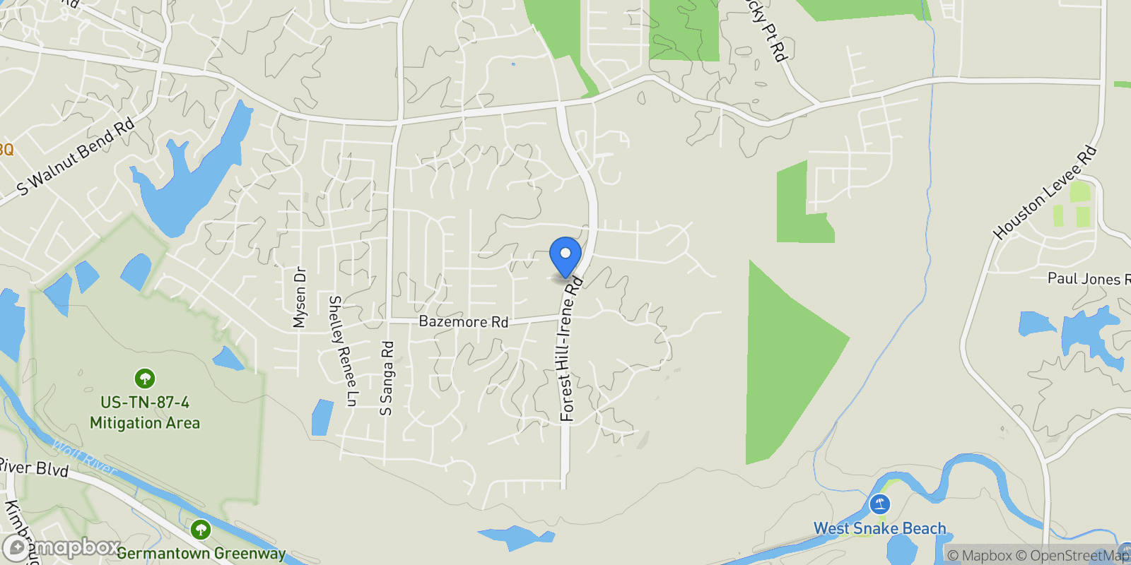 Map showing 9065 RED TULIP CV, Memphis, TN 38018, Memphis, Tennessee, United States.