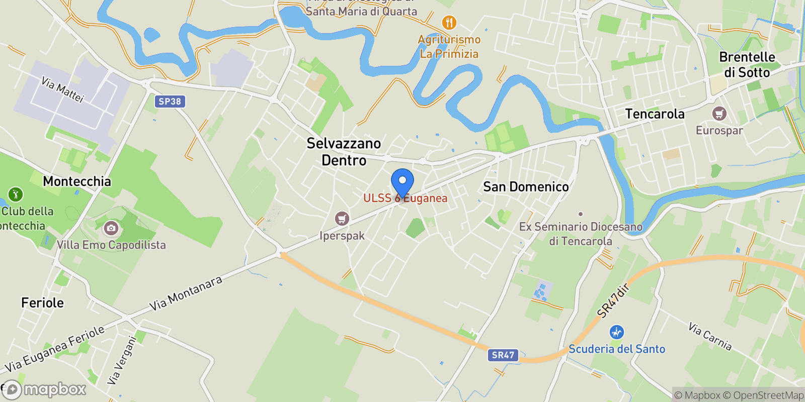 Map showing Selvazzano Dentro, Veneto, Italy.