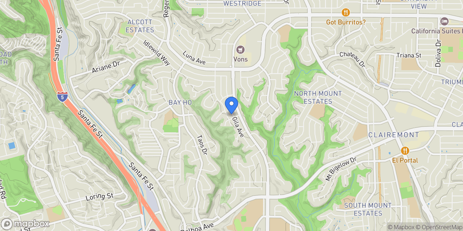 Map showing 4410 Gila Ave, San Diego, California, United States.