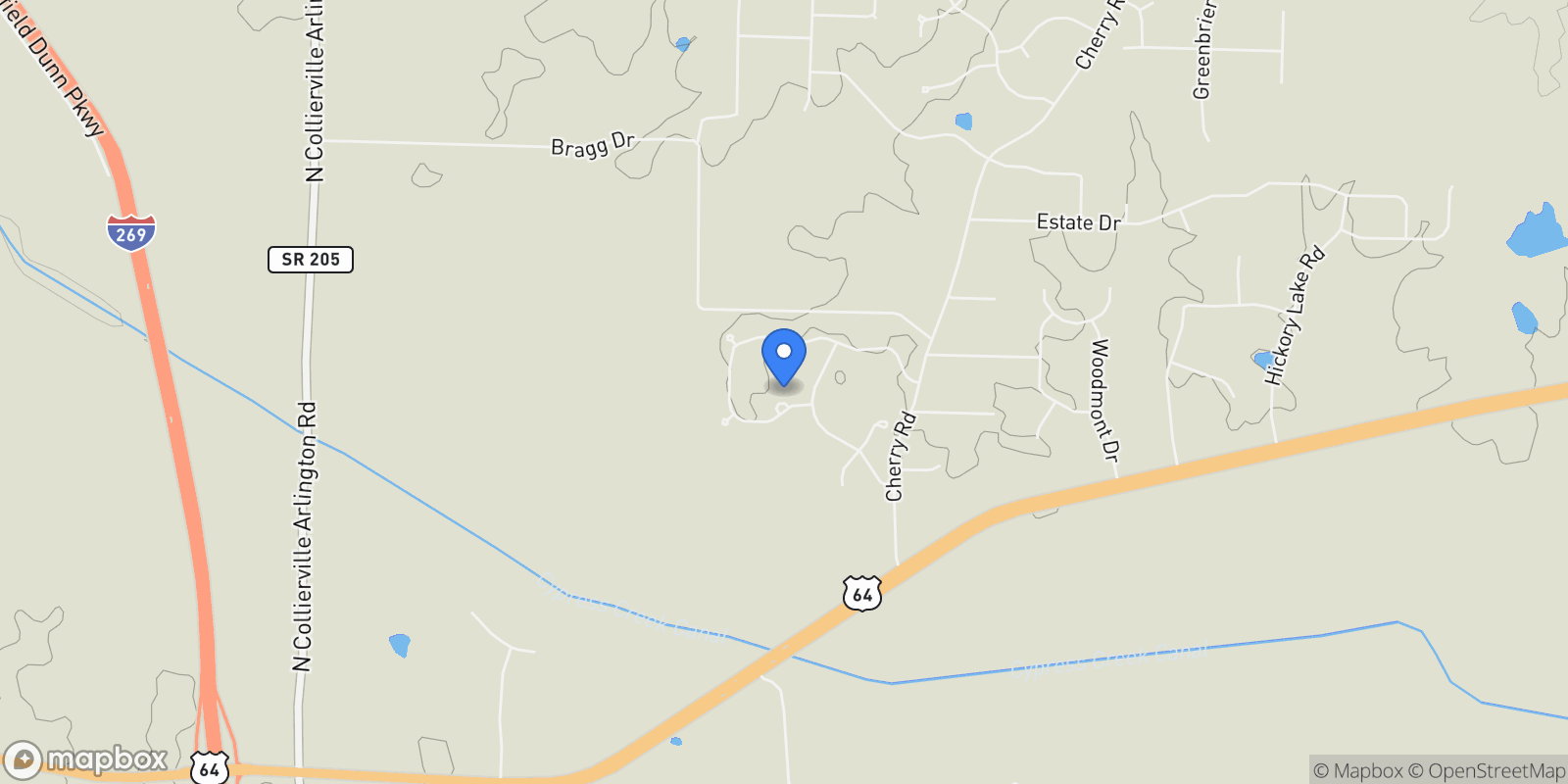 Map showing 55 BUCKINGHAM CT, Hickory Withe, TN 38028, 38028, Tennessee, United States.