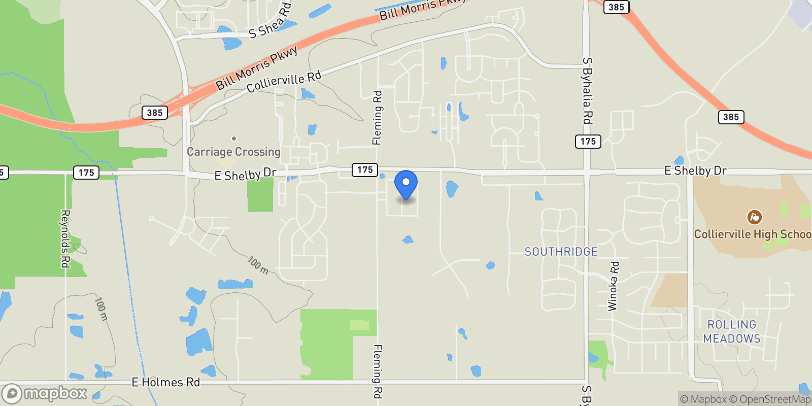 Map showing 4758 CAROUSEL LN, Collierville, TN 38017, Collierville, Tennessee, United States.