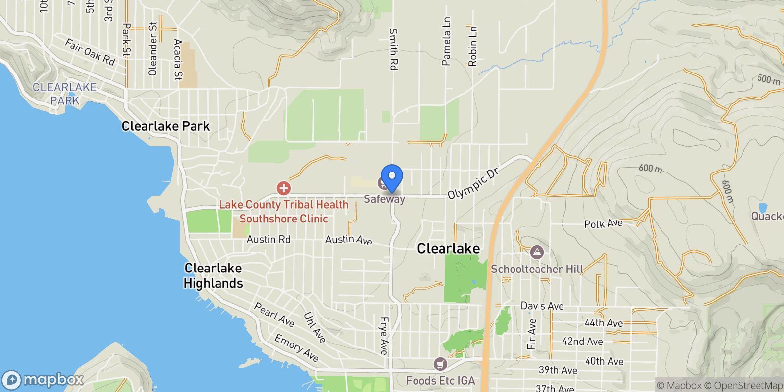 Map showing Clearlake, CA 95423, Clearlake, California, United States.