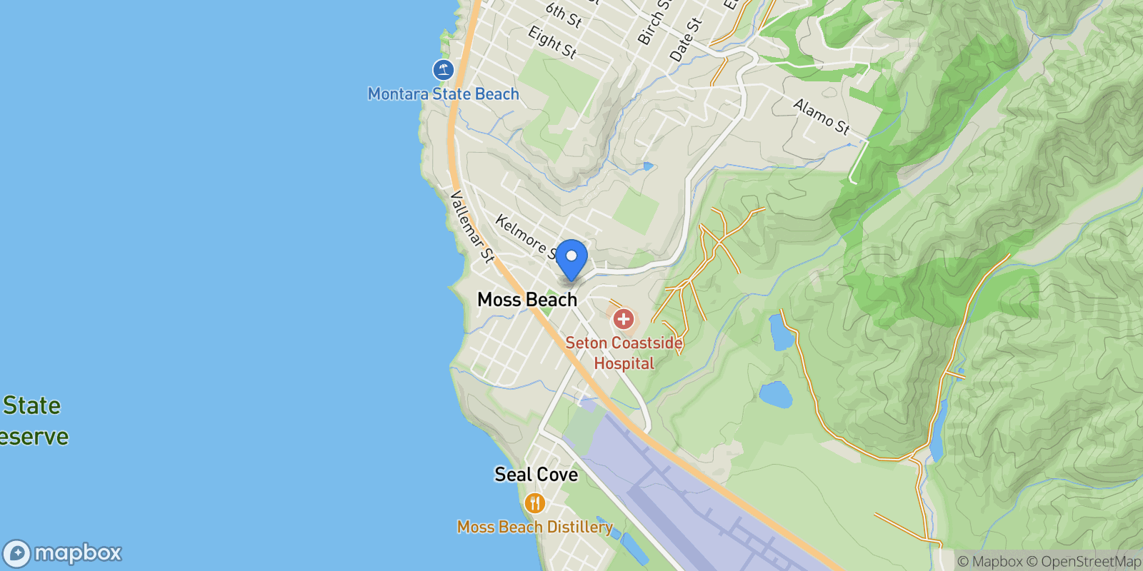 Map showing 882 Stetson Street , Moss Beach, CA 94038, Montara, California, United States.
