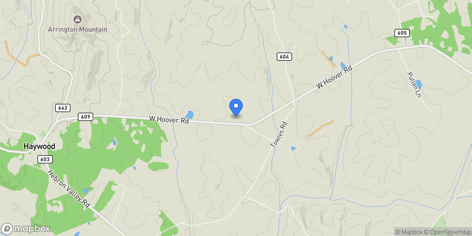 Map showing 00 W Hoover Tbd, Reva, VA 22735, Haywood, Virginia, United States.